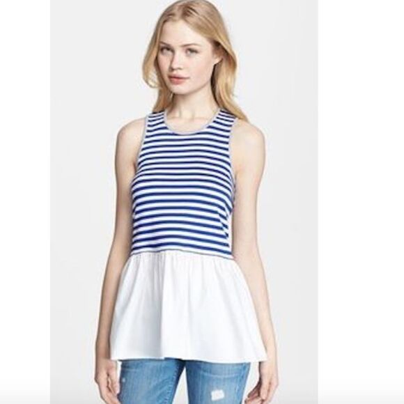 💙 TIBI Striped Peplum Top - Picture 2 of 7